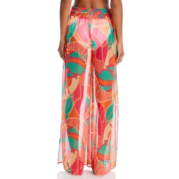 NWT Ramy Brook Haley Tropical Wide Leg Cover Up Pants M Poolside Glam Resortwear - Picture 2 of 13